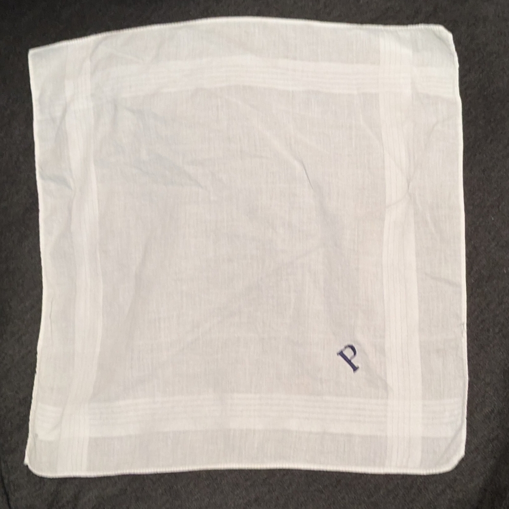 White Handkerchief with P Monogram